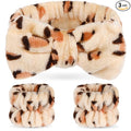 Hanaive 3 Pcs Spa Headband and Wristbands Set for Washing Face Makeup Skincare Hair Band Skin Care Accessories Tools for Women Gifts(Leopard)
