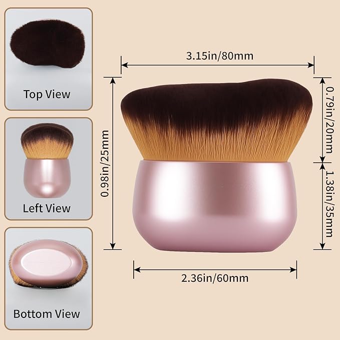 Extra Large Makeup Brush & Self Tanning Brush For Self Tanner，For Foundation，Arms And Legs makeup&Bronzer Blend, Body Makeup,Face&Back Makeup - Easy Use, Wet/Dry Use (Rose Gold)