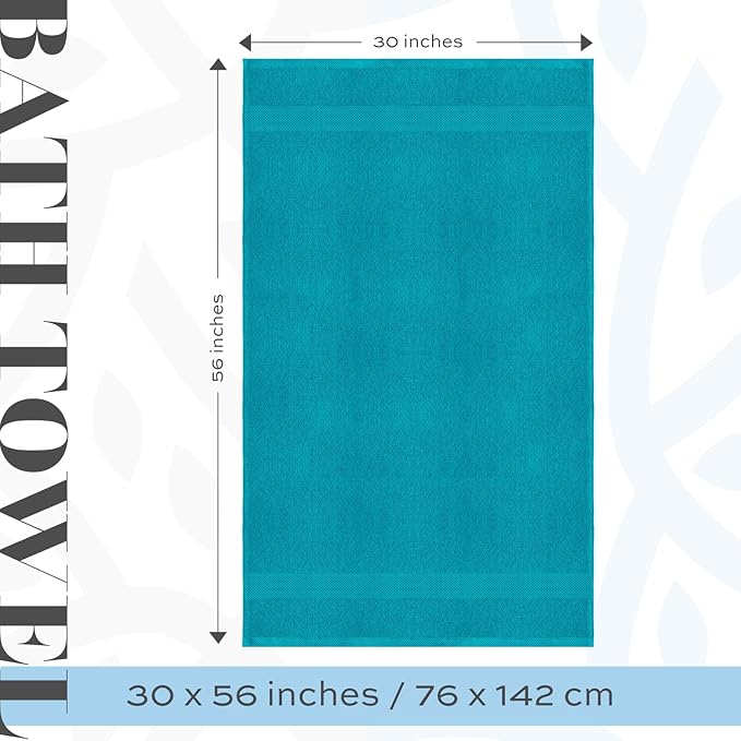 White Classic Luxury Bath Towels Large - Cotton Hotel spa Bathroom Towel |30x56 | 4 Pack | Aqua