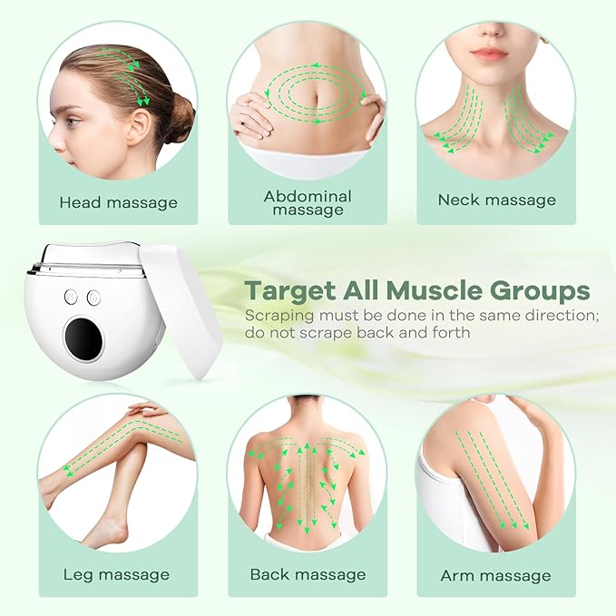Electric Fascia Blaster & Muscle Scraper Tool with Heating and Vibration - for Deep Tissue, Cordless Gua Sha Massage Tool,Myofascial Release, Portable Facial & Body Skin Care Massager
