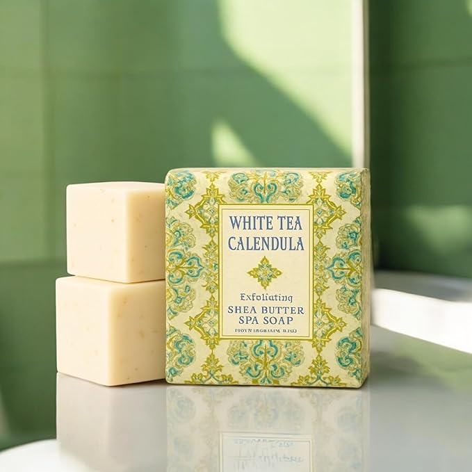 Greenwich Bay Mini Botanical Soap Bars – 12 Pack 1.9 oz Each – Individually Wrapped Guest Soaps for Airbnb, Spa, Travel, Bath – Travel Size Bar Soap Set, White Tea Calendula