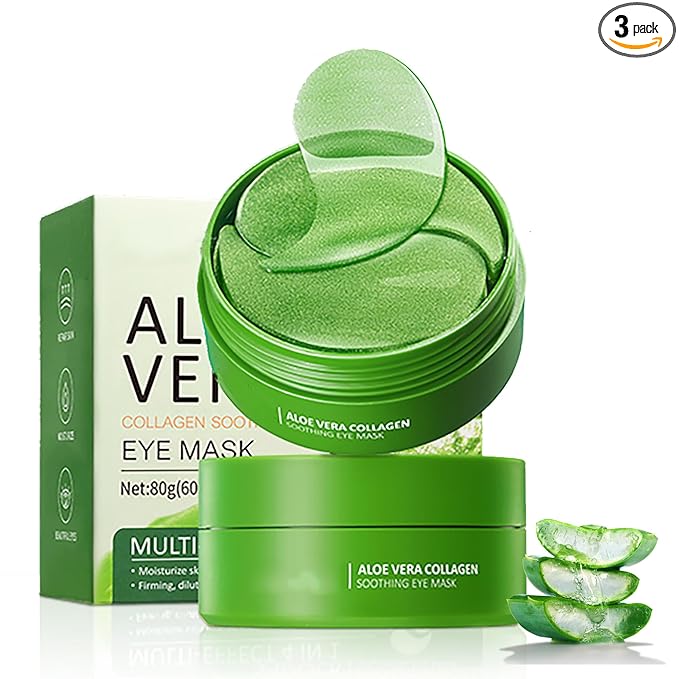 Aloe Vera Under Eye Masks, 60 PCS, Eye Bags, Puffy Eyes and Dark Circles Treatments, Reduce Wrinkles & Fine Lines Undereye Patches, Smooth, Firming, Moisturizing Eye Skin for Men&women Gift