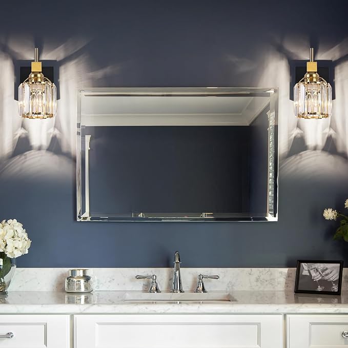 SOLFART Crystal 1 Light Bathroom Vanity Light Over Mirror Wall Sconce Fixture 4.3 Inch 1T