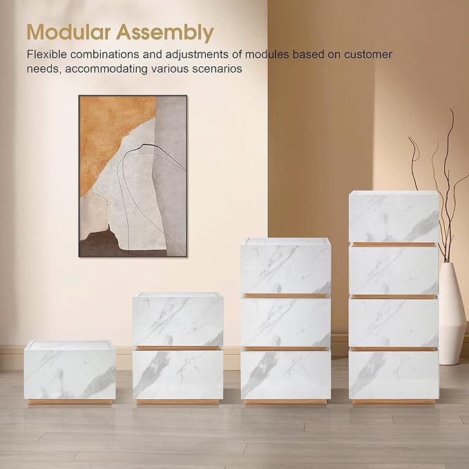 BarberPub Marble Patterned Salon SPA Cabinet, Storage Barber Organizer with 4 Drawers, Multi-Functional Large-Capacity Station for Home & Office 2037 (White)