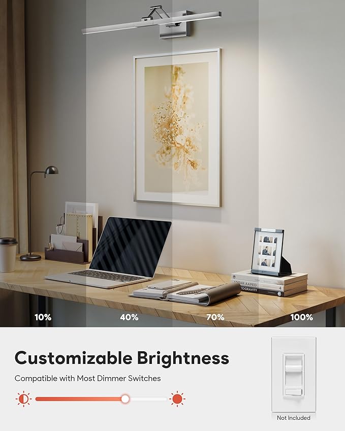 VONLUCE 30" LED Bathroom Vanity Light, 3CCT Modern LED Vanity Lights with 360° Rotatable Head Swing Arm, 11.4W Bathroom Light Fixture Over Mirror, LED Lights for Bathroom Bedroom, Brushed Nickel