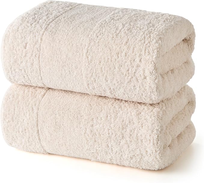 REDKISS Towels 2 Pack Luxury Extra Large Bath Towels Set 30 x 58 Inches – 100% Cotton, Ultra Soft Highly Absorbent & Quick Dry Towels for Bathroom, Gym, Hotel, Spa, Sand Beige
