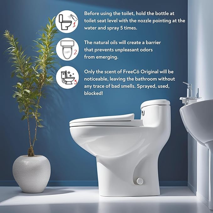 Freeco Before-you-go Toilet Spray | Stops odour Before it Begins with Essential Oils | Ideal for Home, Office, Public Spaces & Travel | Pack 1x60ml, Citrus Scent (1 Pack, Citrus)