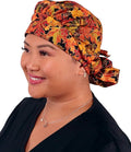 Sparkling EARTH Banded Bouffant Surgical Scrub Ponytail Working Caps and Built-in Sweatband - 100% Cotton - Made in The USA