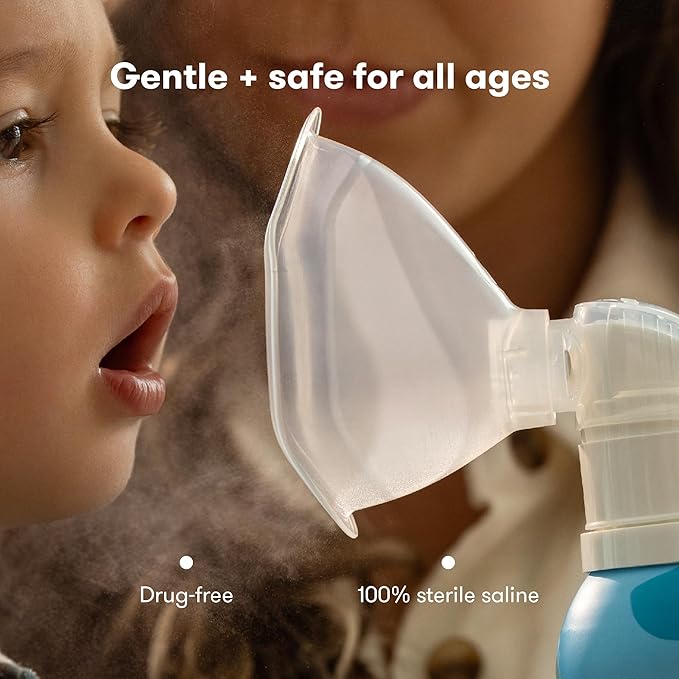 Frida Baby NoseFrida Saline Mist Nasal Inhaler, Decongestant Spray for Congestion & Allergy Relief for Babies + Kids, Nasal Saline Spray, Soothes Stuffy Nose & Sore Throat, Includes Mask (Pack of 2)