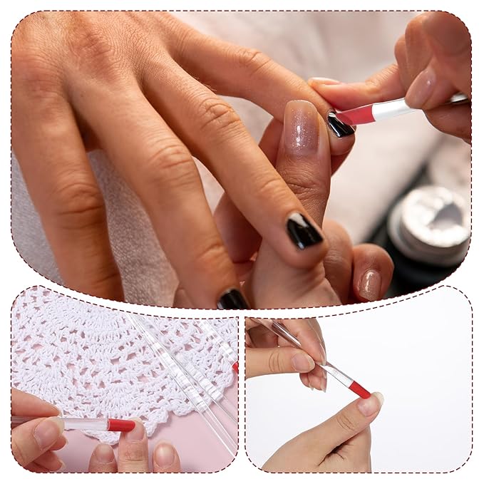 4 Pcs Rubber Tipped Cuticle Pusher, Dual-Ended Tipped Nail Art Tool, Red Hard Manicure Sticks, Nails Cleaner Tool, Remover Tools for Nail Care Polishing