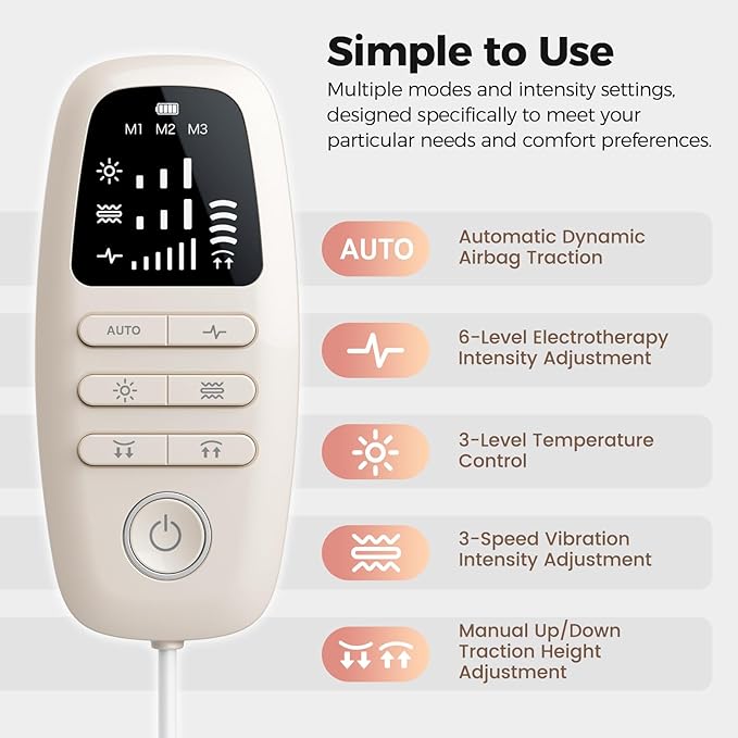 Lower Back Massager with Heat, Back Stretcher for Lower Back Pain Relief and Decompression, Spine-Smoothing Quadruple Fusion Back Massager, Lumbar Traction Device with Rocking Stretch & Height Adjust