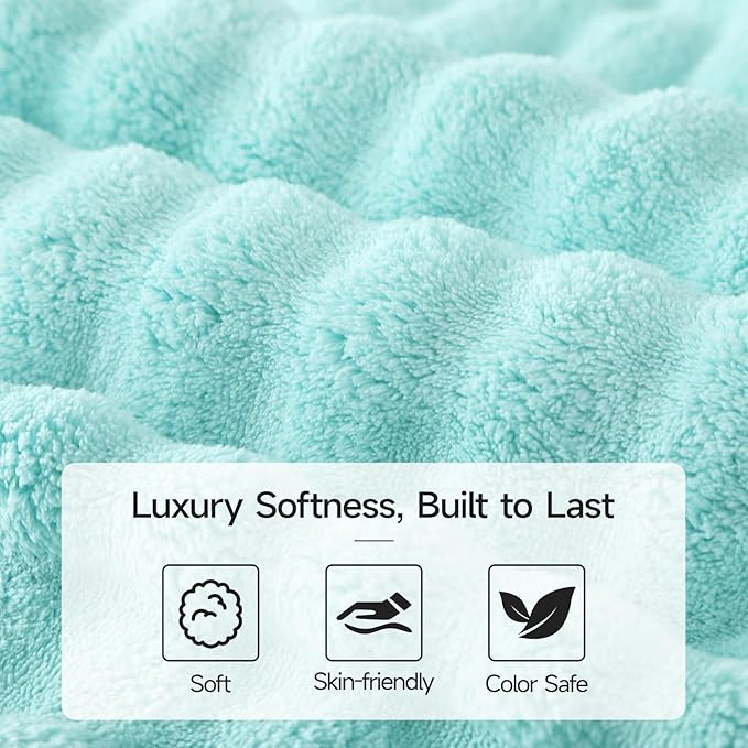 REDKISS 8-Piece Soft Bath Towel Sets, Extra Large 2 Bath Sheet (35×70 in), 2 Hand Towel, 4 Washcloth, Microfiber Quick Dry & Absorbent, Aqua Towels for Bathroom
