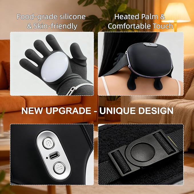Cordless Neck Massager with Heat, 4D Bionic Shiatsu Neck and Shoulder Massager with Real Hand Kneading, Deep Tissue Back Massager for Home Office Travel, Gifts for Women Men (Black)