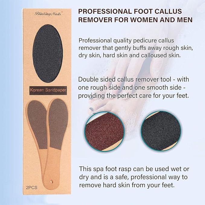 Foot File Callus Remover for Feet, Foot File for Dead Skin Foot Scrubber Heel Scraper Lima para Los Pies Rasp Professional Pedicure Tools for Feet Removes Cracked Heels Rasper with Wooden Handle 2pcs