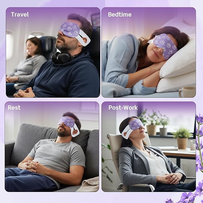 200 Pcs Steam Eye Masks for Dry Eyes Lavender Self Heated Steam Warm Eye Mask Heated Disposable Eyes Masks for Dark Circles, Puffy, Relief Stress, Fatigue Relaxation Gifts
