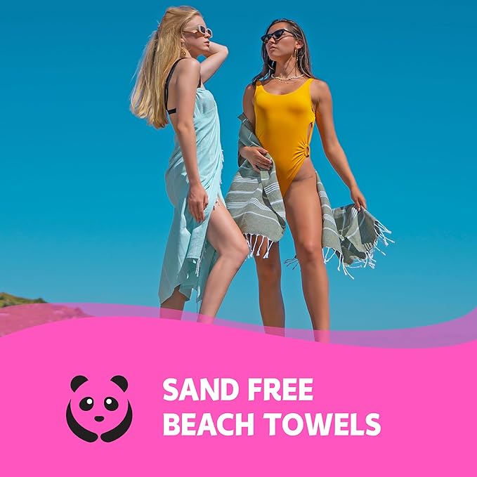 HAVLULAND Turkish Beach Towels, Oversized 40"x72" Turkish Bath Towel, Highly Absorbent Quick Dry Sand Free Beach Towels for Beach Pool Spa Gym Yoga Travel Camping Picnic Blanket - Blue