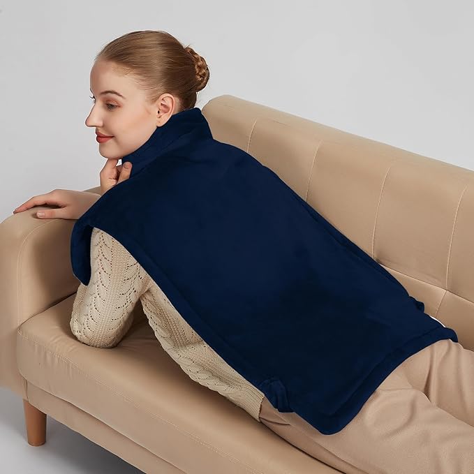 26" x 35" Flannel Neck&Shoulder&Back Heating Pad with 12 Temperature Settings&Countdown Timer, Pain Relief for Back/Neck/Shoulders/Menstrual Pain(Navy Blue)