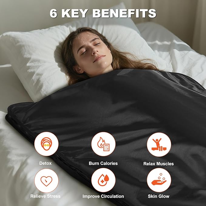 Portable Sauna Blanket PVC, Full Body Heated Bag for Home Use, Waterproof Foldable Design with Adjustable Temperature and Timer