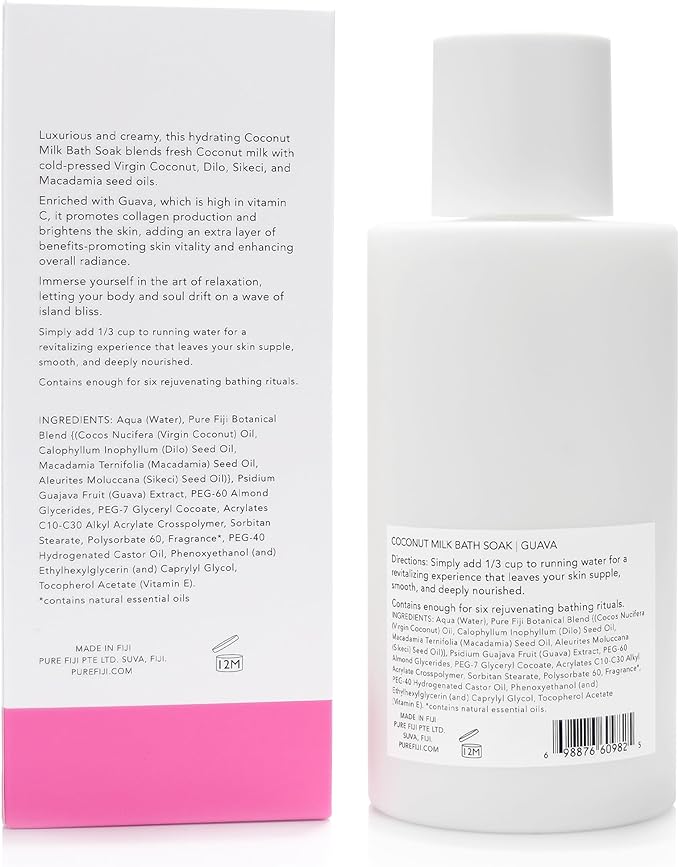Pure Fiji Coconut Milk Bath Soak, Guava (14oz/415ml)