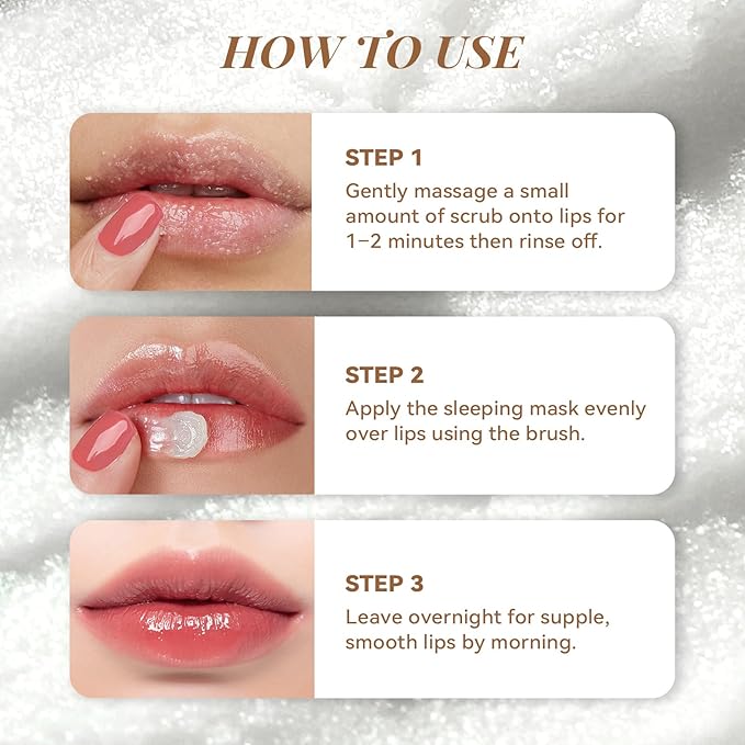 ANAI RUI Coconut Lip Scrub & Lip Mask Set with Shea Butter, Lip Scrubber Exfoliator Enriched with Vitamin E, Sugar Scrub for Dry Lips, Hydrating Lip Mask, Mothers Day Gifts For Women
