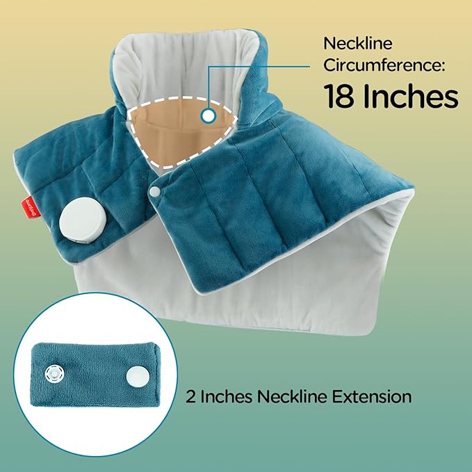 Comfytemp Heating Pad for Neck and Shoulders and Back, 2.6lb Weighted Electric Heating Pads FSA Eligible, Mothers Day Gifts for Mom Women Her, HSA Large Heated Wrap - 9 Heat Settings & 11 Timers, Blue