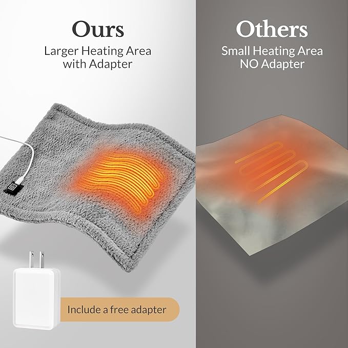 USB Heating Pad, 5V 3A Fast Heating with 3 Heat Settings & Auto Off, Travel Heating Pad for Neck, Shoulder, Back,Knee & Period Cramps. 12"x16" Fleece Heated Pad with USB-A to USB-C Cable, Grey