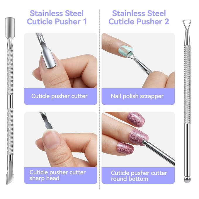 TsMADDTs Gel Nail Polish Remover Kit with Lint Free Wipes, Nail Soak Off Clips, 100ml Nail Polish Remover Bottle, Cuticle Pusher/Peeler, File, Buffer Block