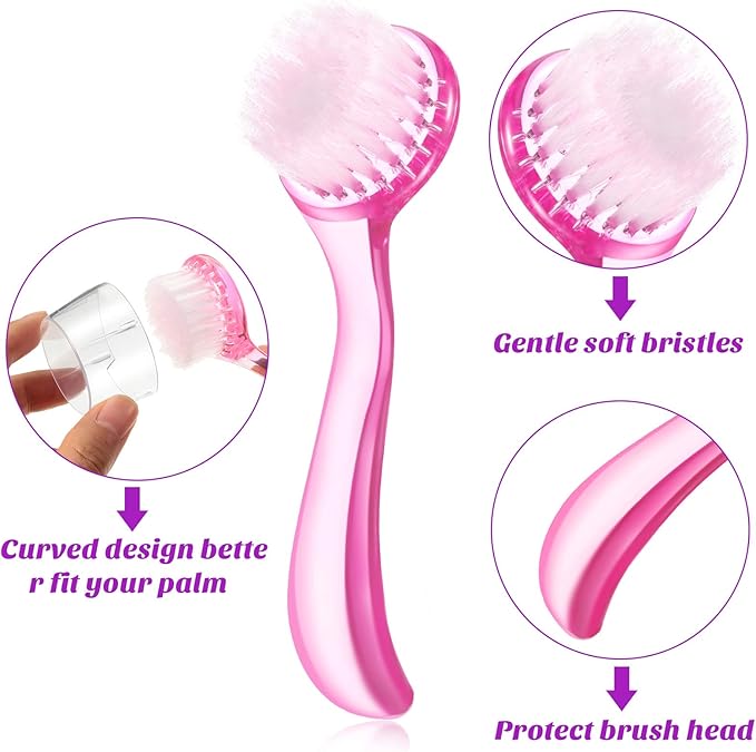 6 Pieces Facial Cleansing Brush Soft Bristle Facial Scrub Exfoliating Brush with Acrylic Handle, Face Wash Scrub Exfoliator Brushes for Face Care Makeup Skincare Removal
