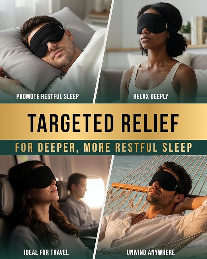 MagnetRX® Magnetic Sleeping Mask – Effective Magnetotherapy Magnetic Sleep Masks for Men & Women with 11 Neodymium Magnets – 100% Blackout Sleep Mask for Deep Relaxation, Travel & Meditation