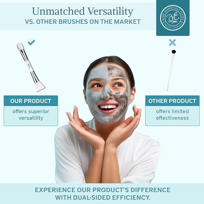 Bare Essentials Living - Clay Face Mask Brush (10 Pack, White) Dual Soft Silicone Face Mask Applicator Brush Tool, Great Facial Essentials, Moisturizer Applicator & Skincare Brush for Facials