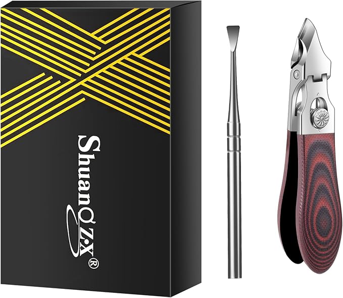 Professional Stainless Steel Cuticle Nippers for Manicurists, Safe Lock Cuticle Trimmer with G10 Non-Slip Handle and Splash Guard for Salon and Travel (Oval Red D)
