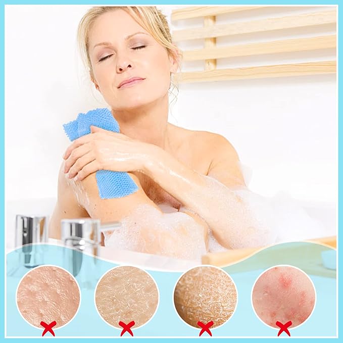 6 Pack African Net Sponge Exfoliating Glove Set, 3 Bath Sponge Body Scrubber Back Scrubber and 3 Pairs Exfoliating Gloves as Stocking Stuffers for Adults
