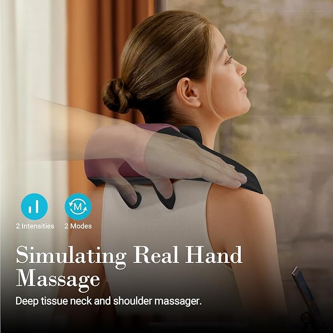 CuPiLo Shiatsu Neck Massager with Heat - Ideal Gift for Her,Him Cordless 4D Expert Neck Shoulder Massage for Pain Relief,Upgarded Kneading Massager for Muscle Relaxation