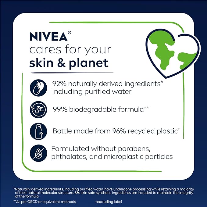 NIVEA MEN Relax Body Wash, Lavender and Sandalwood Scent, 3-in-1 Men's Body Wash, Face and Hair, Paraben Free, Vegan Formula, pH-Skin Friendly, 16.9 Fl Oz Bottle, Pack of 3