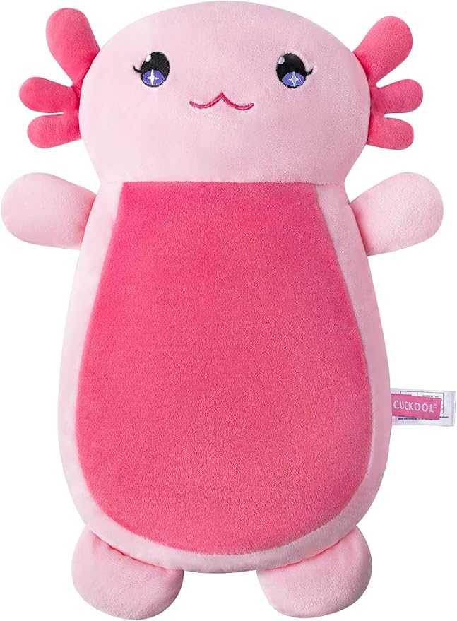 Microwave Heating Pad for Pain Relief, 13" x 10" Microwavable Heating Pads for Cramps, Back Pain, Neck Shoulder, Muscles, Knee, Joints, Natural Heat Pack Moist Heat, Pink Axolotl