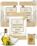 O Naturals 3-Pcs Goat Milk Soap with Soap Saver Bag - Unscented, Triple-Milled, Nourishing, for Sensitive Skin