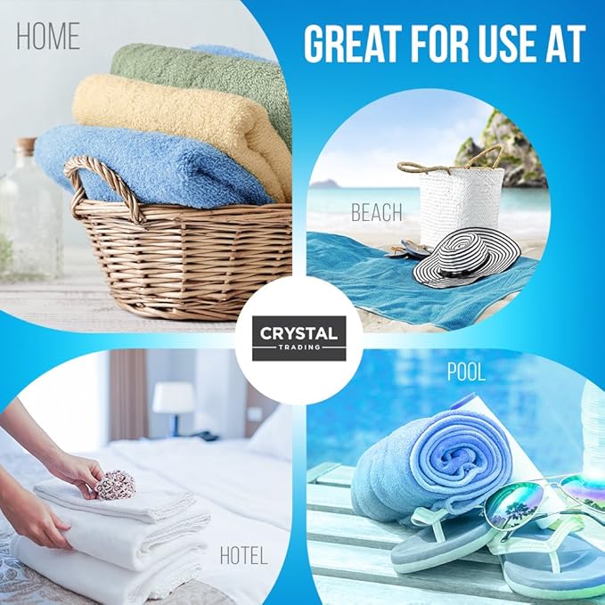 CrystalTowels 7-Pack Bath Towels - Extra-Absorbent - 100% Cotton - 27" x 52"