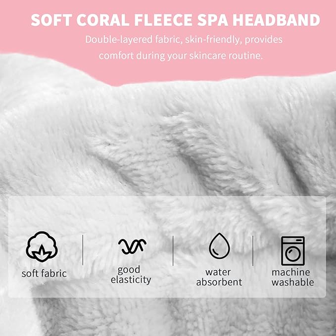 WSYUB Spa Headband, Makeup, Fluffy Makeup Headbands, Slumber Party Supplies, Facial Headbands Headband for Washing Face,Easter Basket Stuffers Gift