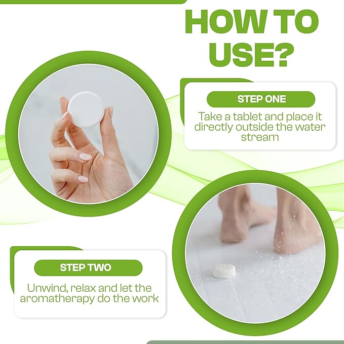 Shower Steamers 10-pk with Essential Oil Aromatherapy to Focus, Long Lasting Rosemary Mint Scent, No Stain or Artificial Dye, for Relaxation, Stress Relief & Self Care