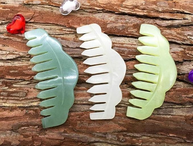 2pcs Jade Head Therapy Massage Comb, Hair Comb Scalp Massager, Jade Massager for Scalp Care