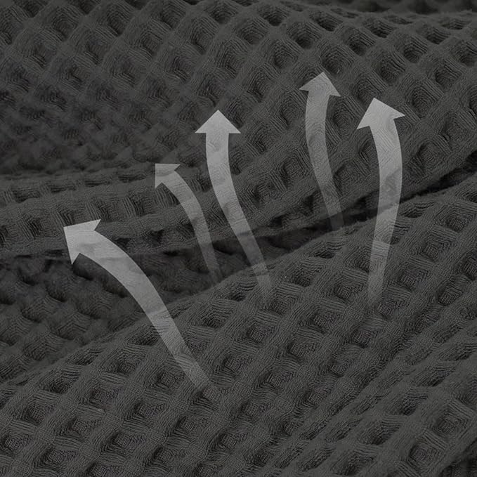 Jacquotha Waffle Bath Towels 2-Piece (Dark Grey) - Cotton, Soft, Quick Dry, 31” x 62” Large Bath Towel for Bathroom, Shower, Spa