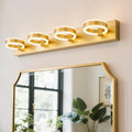 LED Bathroom Light Fixtures, 33inch Gold Vanity Lights, Modern 4 Light Acrylic Wall Sconces, 350° Rotatable Wall Lighting Fixture Over Mirror
