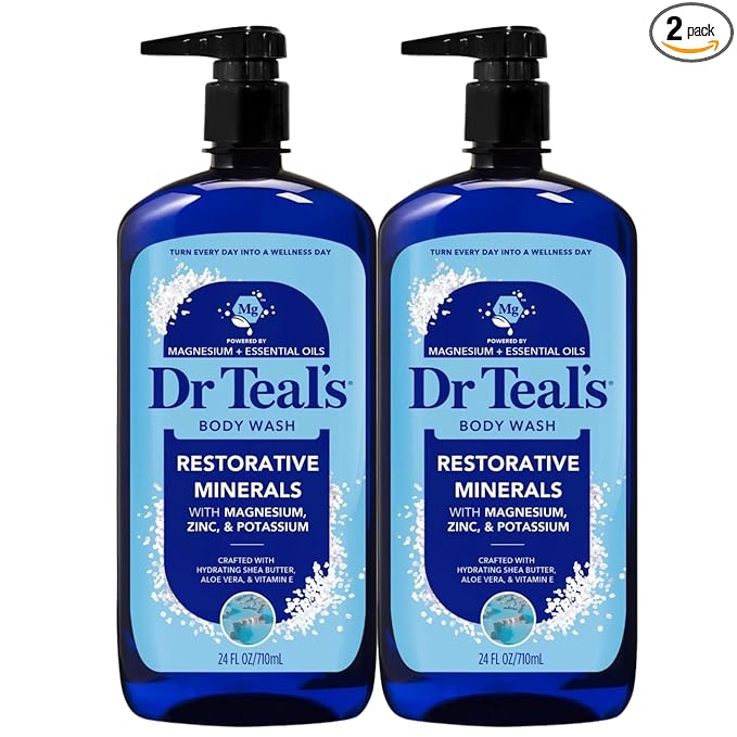 Dr Teal's Body Wash, Restorative Minerals with Magnesium, Zinc & Potassium (Body Wash Set of 2)