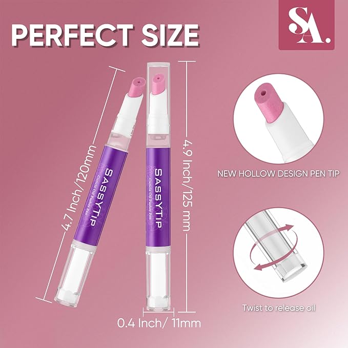 Ceramic Cuticle Pusher & Oil Pen, 2ml Grape Scented Nail Care Pen, Gentle Cuticle Remover for Dry & Damaged Nails, Moisturize Strengthen Brighten (Grape3.0)