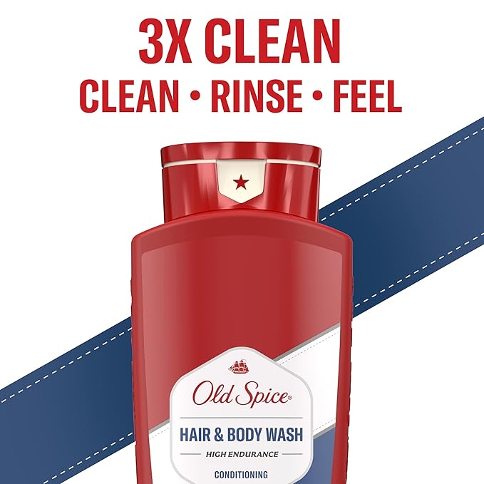 Old Spice Refreshing 2-in-1 Hair & Body Wash Conditioner for Men, High Endurance, 3X Defense, 24/7 Shower Fresh with Lasting Scent, Scented, 24 oz (Pack of 4)