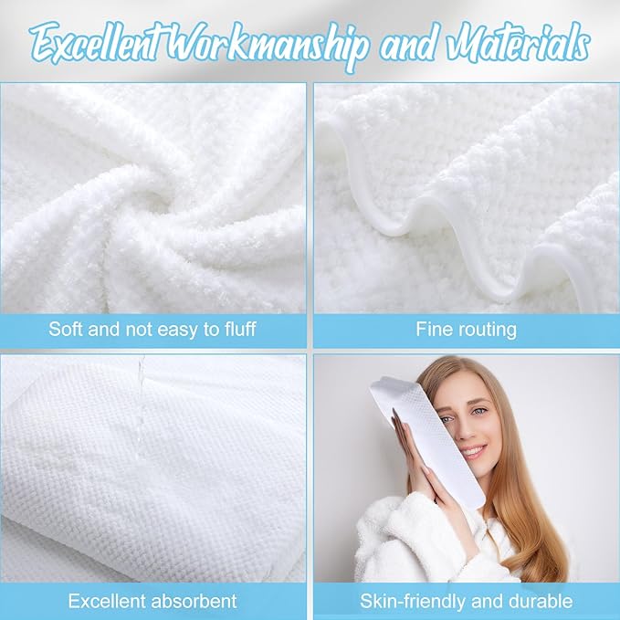 SmoothNovelty 16 Pack Microfiber Bath Towels Bulk 27'' x 60'' Oversized Size Bath Towel Highly Absorbent Extra Large Soft Drying for Beach Shower Summer Salon Sport Gym Party (Lattice,White)