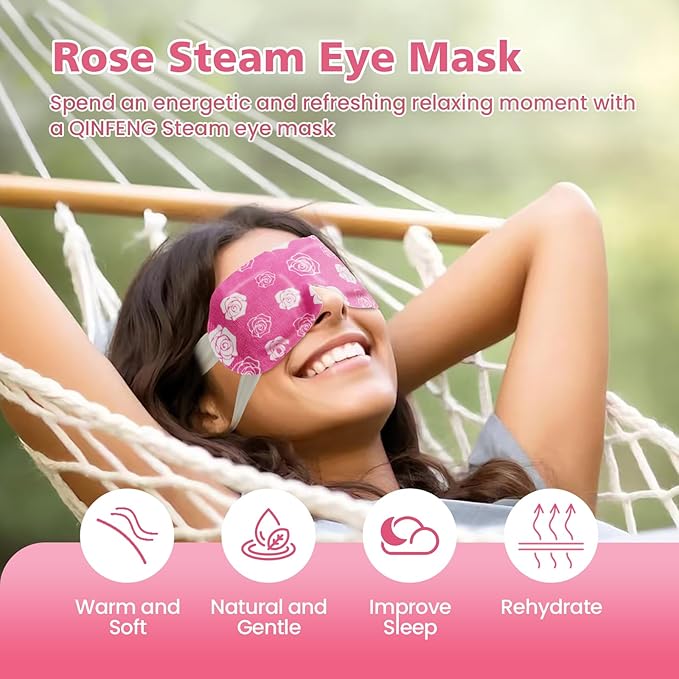 18 Packs Steam Eye Mask for Dry Eyes Self Heating Masks Cornea Care Rest Disposable SPA Warm Compress,Eye Mask for Sleep,Stye Eye Treatment,Reduce Eye Fatigue Travel Essentials（Rose）