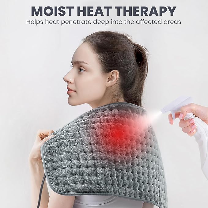 Heating Pad - Electric Heating Pad for Back Pain and Cramps Relief, Moist Heat Pad for Shoulder, Knee, Neck, 6 Heat Settings & Auto Shut Off and Machine Washable, 30" x 16"