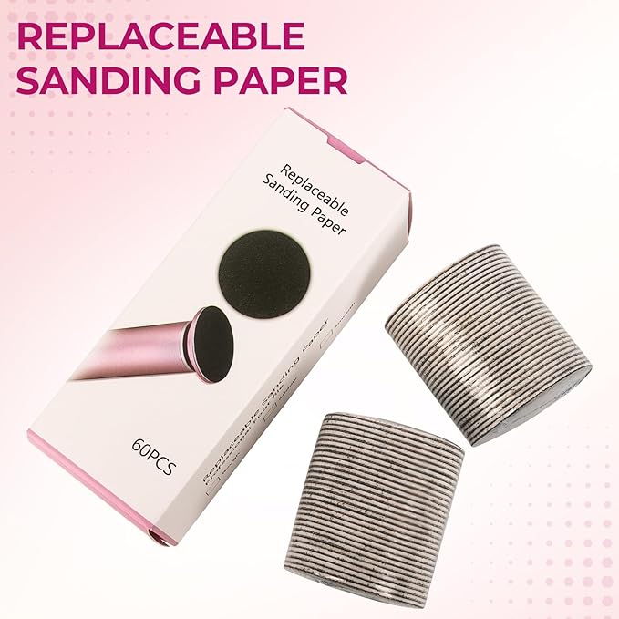 Krofaue 60 PCS Replaceable Sandpaper Discs - 80 & 100 Grit Pad Refills for Electric Foot File Callus Remover - Dead Skin and Calluses Removal