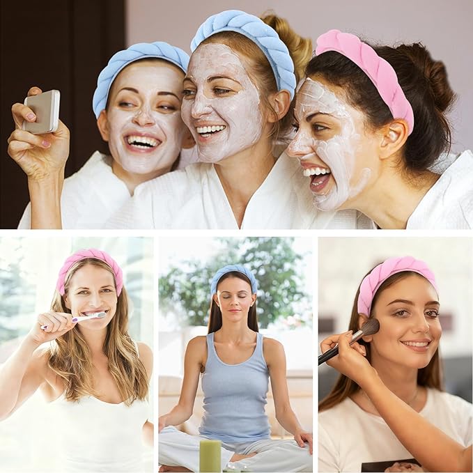 Spa Headbands for Women Skincare Makeup Headband for Washing Face Puffy Bubble Headbands Preppy Stuff Gifts for Teen Girls Women Cute Hair Accessories